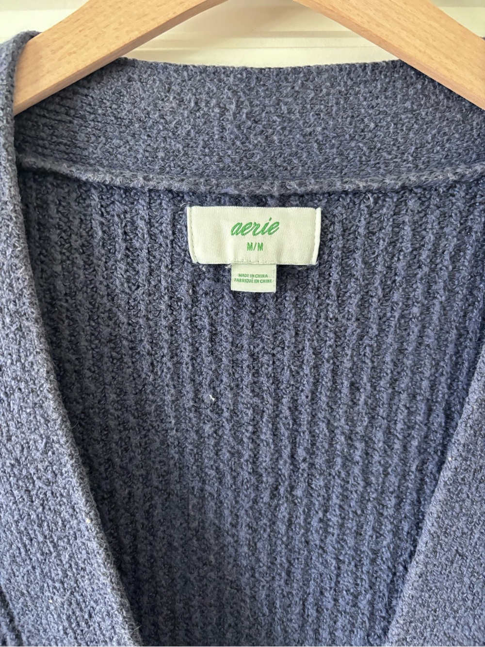 aerie Blue Rib-Knit Button Cardigan - Picture 3 of 4